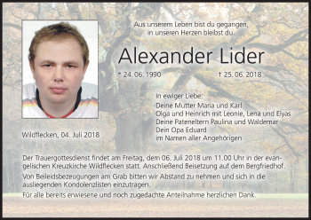 Anzeige von Alexander Lider von MGO