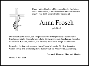 Anzeige von Anna Frosch von MGO