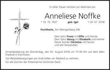 Anzeige von Anneliese Noffke von MGO