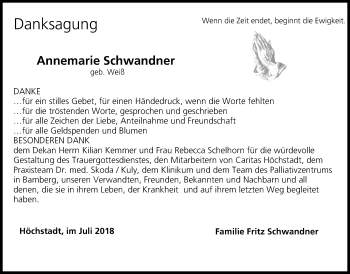 Anzeige von Annemarie Schwandner von MGO