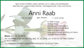 Anzeige von Anni Raab von MGO