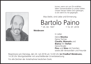 Anzeige von Bartolo Paino von MGO