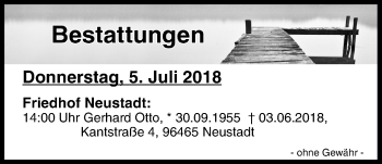 Anzeige von Bestattungen vom 05.07.2018 von MGO