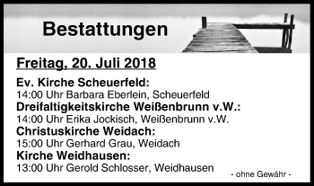 Anzeige von Bestattungen vom 20.07.2018 von MGO