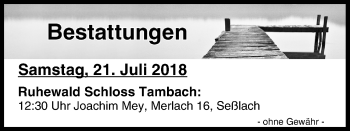 Anzeige von Bestattungen vom 21.07.2018 von MGO