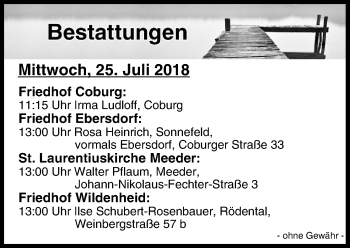 Anzeige von Bestattungen vom 25.07.2018 von MGO