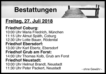 Anzeige von Bestattungen vom 27.07.2018 von MGO