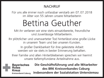 Anzeige von Bettina Geuther von MGO