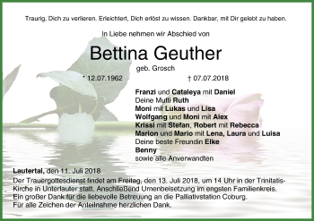 Anzeige von Bettina Geuther von MGO