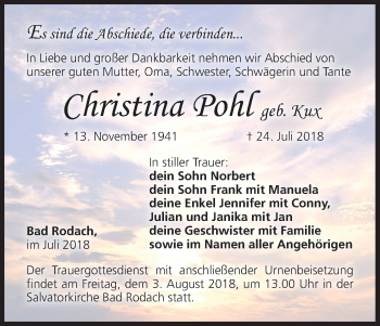 Anzeige von Christina Pohl von MGO