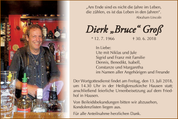 Anzeige von Dierk Bruce Groß von MGO