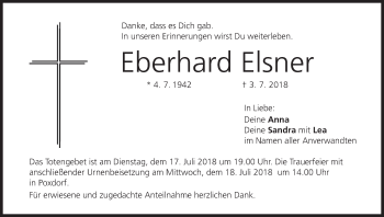 Anzeige von Eberhard Elsner von MGO