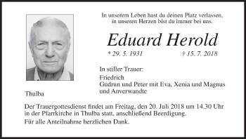 Anzeige von Eduard Herold von MGO