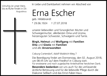 Anzeige von Erna Escher von MGO