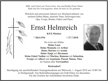 Anzeige von Ernst Helmreich von MGO