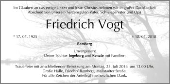 Anzeige von Friedrich Vogt von MGO