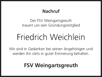 Anzeige von Friedrich Weichlein von MGO