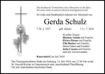 Anzeige von Gerda Schulz von MGO