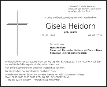 Anzeige von Gisela Heidorn von MGO