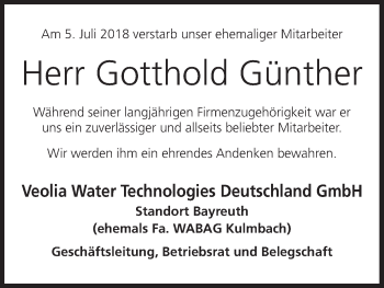 Anzeige von Gotthold Günther von MGO