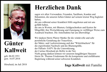Anzeige von Günter Kallweit von MGO