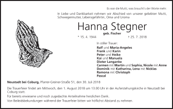 Anzeige von Hanna Stegner von MGO