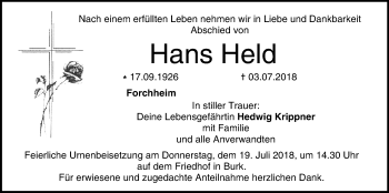 Anzeige von Hans Held von MGO