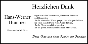 Anzeige von Hans-Werner Hümmer von MGO