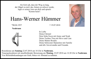 Anzeige von Hans-Werner Hümmer von MGO