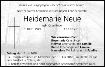 Anzeige von Heidemarie Neue von MGO