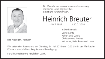 Anzeige von Heinrich Breuter von MGO