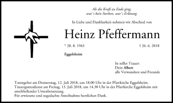 Anzeige von Heinz Pfeffermann von MGO