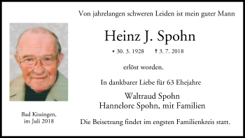 Anzeige von Heinz J. Spohn von MGO