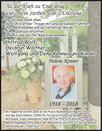 Anzeige von Helene Kenner von MGO