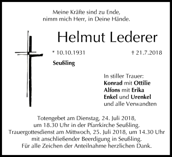 Anzeige von Helmut Lederer von MGO