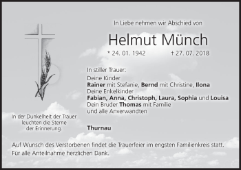 Anzeige von Helmut Münch von MGO