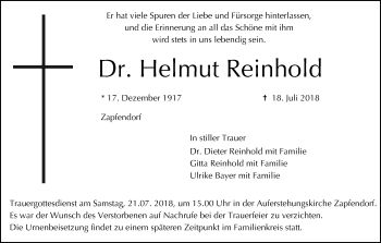 Anzeige von Helmut Reinhold von MGO