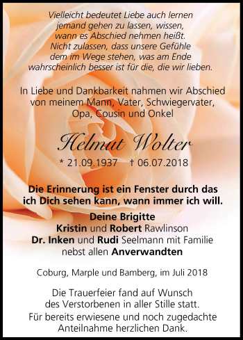 Anzeige von Helmut Wolter von MGO