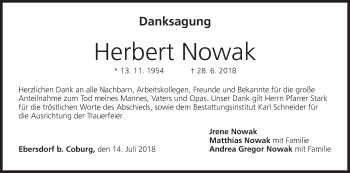 Anzeige von Herbert Nowak von MGO