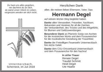 Anzeige von Hermann Degel von MGO