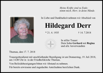 Anzeige von Hildegard Derr von MGO