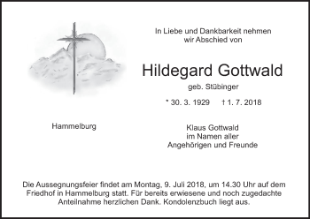 Anzeige von Hildegard Gottwald von MGO