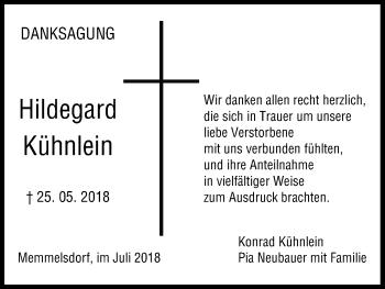 Anzeige von Hildegard Kühnlein von MGO
