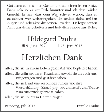 Anzeige von Hildegard Paulus von MGO