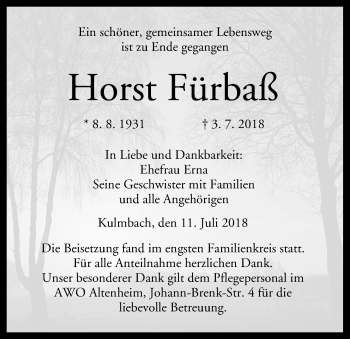 Anzeige von Horst Fürbaß von MGO