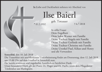 Anzeige von Ilse Baierl von MGO