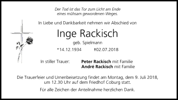 Anzeige von Inge Rackisch von MGO