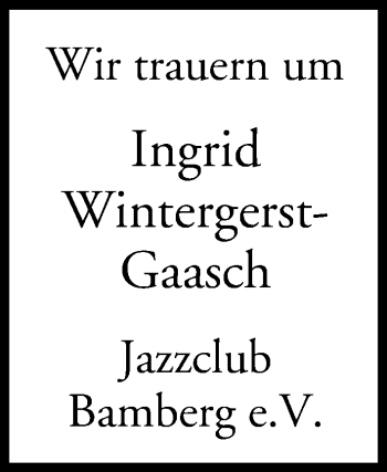 Anzeige von Ingrid Wintergerst-Gaasch von MGO
