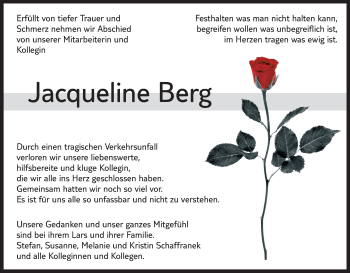 Anzeige von Jacqueline Berg von MGO