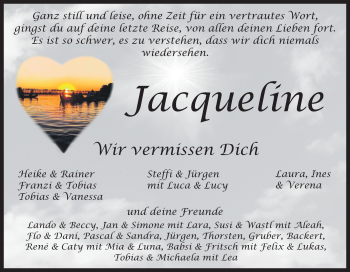 Anzeige von Jacqueline Berg von MGO
